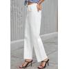 imageWide Leg High Waisted Jeans for Women Trendy Stretchy Cropped Straight Leg Flare Jeans Frayed Hem Baggy Denim PantsWhite