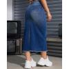imageWomen High Waist Midi Denim Skirt with Back Slit Casual ALine Long Jean Skirts with Pockets LadiesBlue