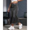 imageWomen High Waist Midi Denim Skirt with Back Slit Casual ALine Long Jean Skirts with Pockets LadiesMid Grey