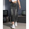 imageWomen High Waist Midi Denim Skirt with Back Slit Casual ALine Long Jean Skirts with Pockets LadiesMid Grey
