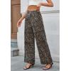 imageWomens High Waist Wide Leg Jeans Trendy Baggy Cuffed Denim Pants Leopard Loose No Stretchy Jeans with PocketsLeopard