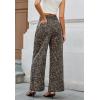 imageWomens High Waist Wide Leg Jeans Trendy Baggy Cuffed Denim Pants Leopard Loose No Stretchy Jeans with PocketsLeopard