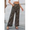 imageWomens High Waist Wide Leg Jeans Trendy Baggy Cuffed Denim Pants Leopard Loose No Stretchy Jeans with PocketsLeopard