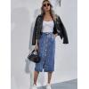 imageWomens High Waisted Denim Midi Skirt with Pockets Casual ALine Button Front Long Novelty Skirts with SlitMid Blue