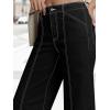 imageWomens High Waisted Wide Leg Jeans Trendy Baggy Stretchy HighRise Denim Pants FallBlack