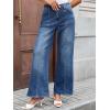 imageWomens High Waisted Wide Leg Jeans Trendy Baggy Stretchy HighRise Denim Pants FallMid Blue