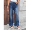 imageWomens High Waisted Wide Leg Jeans Trendy Baggy Stretchy HighRise Denim Pants FallMid Blue