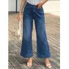 imageWomens High Waisted Wide Leg Jeans Trendy Stretchy Loose Flare Baggy High Rise Denim Pants with PocketDusk Blue
