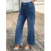 imageWomens High Waisted Wide Leg Jeans Trendy Stretchy Loose Flare Baggy High Rise Denim Pants with PocketDusk Blue