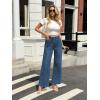 imageWomens High Waisted Wide Leg Jeans Trendy Stretchy Loose Flare Baggy High Rise Denim Pants with PocketDusk Blue