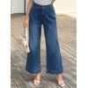 imageWomens High Waisted Wide Leg Jeans Trendy Stretchy Loose Flare Baggy High Rise Denim Pants with PocketDusk Blue