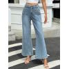 imageWomens High Waisted Wide Leg Jeans Trendy Stretchy Loose Flare Baggy High Rise Denim Pants with PocketLight Blue