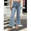 imageWomens High Waisted Wide Leg Jeans Trendy Stretchy Loose Flare Baggy High Rise Denim Pants with PocketLight Blue