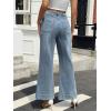 imageWomens High Waisted Wide Leg Jeans Trendy Stretchy Loose Flare Baggy High Rise Denim Pants with PocketLight Blue