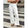 imageWomens High Waisted Wide Leg Jeans Trendy Stretchy Loose Flare Baggy High Rise Denim Pants with PocketWhite