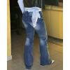 imageWomens Straight Leg Jeans Low Rise Stretchy Skinny Wide Leg Denim Pants Trendy Bootcut Jeans for Women 2025Dark Blue