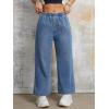 imageWomens Wide Leg Cropped Jeans 90s Elastic Waist Baggy Pull On Denim Pants for Woman 2024 TrendyLight Blue