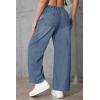 imageWomens Wide Leg Cropped Jeans 90s Elastic Waist Baggy Pull On Denim Pants for Woman 2024 TrendyLight Blue