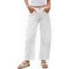 imageBarrel Jeans for Women Trendy Stretchy Mid Waist Wide Leg Cropped Denim Pants Boyfriend Baggy Jeans with PocketsWhite