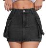 imageHigh Waisted Cargo Denim Skort for Woman Y2K Mini Jean Skirt for Women Denim Faldas De Mezclilla para MujerBlack