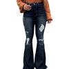 imageVintage Bell Bottoms Flare Jeans for Women 90s High Waist Ripped Distressed Wide Leg High Rise Denim Pants203black Blue