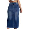 imageWomen High Waist Midi Denim Skirt with Back Slit Casual ALine Long Jean Skirts with Pockets LadiesBlue