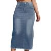imageWomen High Waist Midi Denim Skirt with Back Slit Casual ALine Long Jean Skirts with Pockets LadiesLight Blue