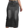 imageWomen High Waist Midi Denim Skirt with Back Slit Casual ALine Long Jean Skirts with Pockets LadiesMid Grey