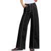 imageWomens High Waisted Wide Leg Jeans Trendy Baggy Stretchy HighRise Denim Pants FallBlack