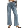 imageWomens High Waisted Wide Leg Jeans Trendy Stretchy Loose Flare Baggy High Rise Denim Pants with PocketLight Blue
