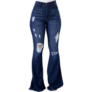 imageVintage Bell Bottoms Flare Jeans for Women 90s High Waist Ripped Distressed Wide Leg High Rise Denim Pants203dark Blue