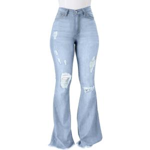 imageVintage Bell Bottoms Flare Jeans for Women 90s High Waist Ripped Distressed Wide Leg High Rise Denim PantsSkyblue