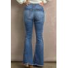 imageHigh Waisted Flare Jeans for Women Stretchy Wide Leg Distressed Raw Hem Buttonfly Denim Pants 2024 Fall FashionMid Blue