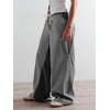 image:imagePEIHOT Low Rise Striped Pants for Women Pull On Drawstring Boho Wide Leg Jeans Trendy 2026Blackgrey