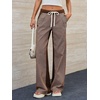 image:imagePEIHOT Low Rise Striped Pants for Women Pull On Drawstring Boho Wide Leg Jeans Trendy 2026Coffee