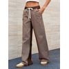 image:imagePEIHOT Low Rise Striped Pants for Women Pull On Drawstring Boho Wide Leg Jeans Trendy 2026Coffee