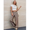 image:imagePEIHOT Low Rise Striped Pants for Women Pull On Drawstring Boho Wide Leg Jeans Trendy 2026Coffee