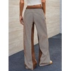 image:imagePEIHOT Low Rise Striped Pants for Women Pull On Drawstring Boho Wide Leg Jeans Trendy 2026Coffee