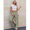 image:imagePEIHOT Low Rise Striped Pants for Women Pull On Drawstring Boho Wide Leg Jeans Trendy 2026Green