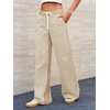 image:imagePEIHOT Low Rise Striped Pants for Women Pull On Drawstring Boho Wide Leg Jeans Trendy 2026Khaki