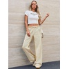 image:imagePEIHOT Low Rise Striped Pants for Women Pull On Drawstring Boho Wide Leg Jeans Trendy 2026Khaki