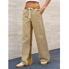image:imagePEIHOT Low Rise Striped Pants for Women Pull On Drawstring Boho Wide Leg Jeans Trendy 2026Mustardyellow