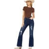 image:imagePEIHOT Vintage Bell Bottoms Flare Jeans for Women 90s High Waist Ripped Distressed Wide Leg High Rise Denim Pants0556dark Blue