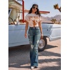 image:imagePEIHOT Vintage Bell Bottoms Flare Jeans for Women 90s High Waist Ripped Distressed Wide Leg High Rise Denim PantsCyanblue