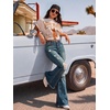 image:imagePEIHOT Vintage Bell Bottoms Flare Jeans for Women 90s High Waist Ripped Distressed Wide Leg High Rise Denim PantsCyanblue