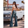 image:imagePEIHOT Vintage Bell Bottoms Flare Jeans for Women 90s High Waist Ripped Distressed Wide Leg High Rise Denim PantsCyanblue