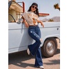 image:imagePEIHOT Vintage Bell Bottoms Flare Jeans for Women 90s High Waist Ripped Distressed Wide Leg High Rise Denim PantsDark Blue