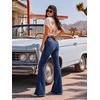 image:imagePEIHOT Vintage Bell Bottoms Flare Jeans for Women 90s High Waist Ripped Distressed Wide Leg High Rise Denim PantsDark Blue