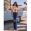 image:imagePEIHOT Vintage Bell Bottoms Flare Jeans for Women 90s High Waist Ripped Distressed Wide Leg High Rise Denim PantsDark Blue