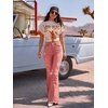 image:imagePEIHOT Vintage Bell Bottoms Flare Jeans for Women 90s High Waist Ripped Distressed Wide Leg High Rise Denim PantsPink